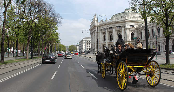 Burgtheater theatre on Dr-Karl-Lueger-Ring street in Vienna, Austria.