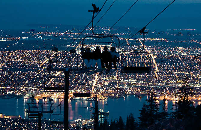 city of Vancouver, British Columbia down below, in Canada.