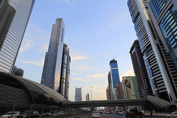 Dubai Metro station on Sheikh Zayed Road in Dubai