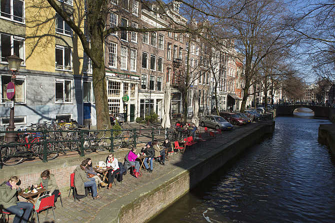 quay at the Leliegracht canal in Amsterdam, the Netherlands