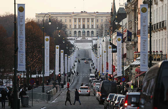 Royal Palace is seen at the end of Karl Johans Gate in Oslo