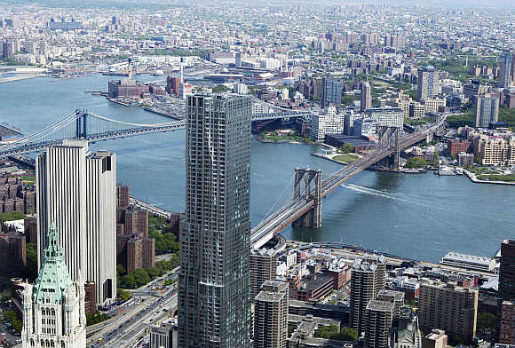 Brooklyn Bridge and Manhattan Bridge newyork us