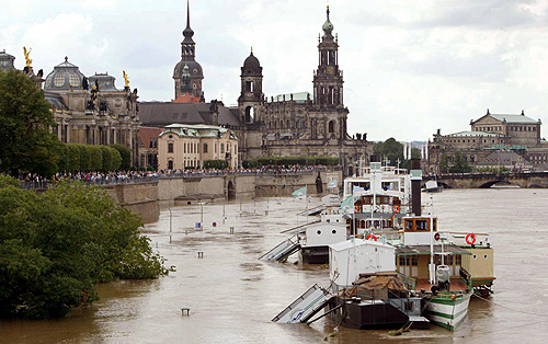skyline of Dresden, along the banks of the river Elbe